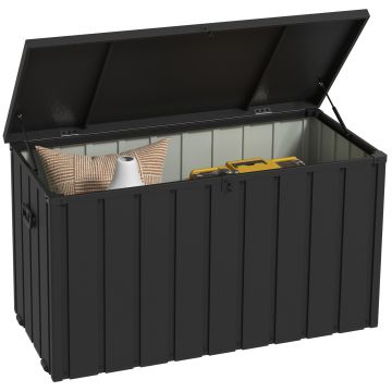 Outsunny Cutie de Depozitare pentru Exterior 450L cu Roți, Organizator din Oțel, Maro | Aosom Romania