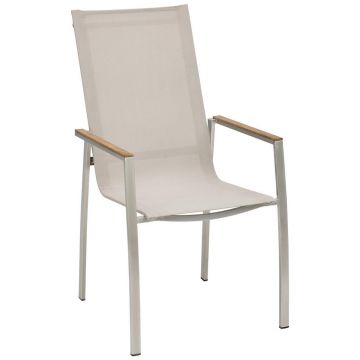 Scaun De Stivuit in lemn, metal, textil taupe, culoare inox