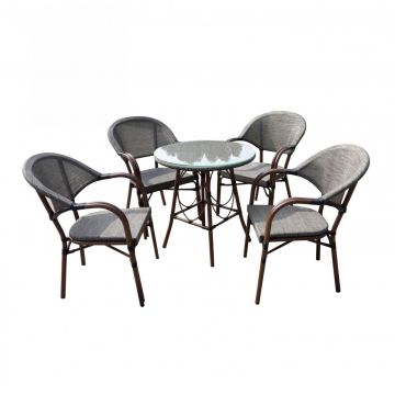Set masa cu 4 scaune cu perne Bistro HHTX0317