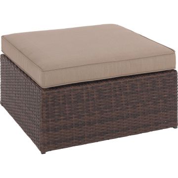 TABURET LOUNGE in metal, plastic, sticlă, textil maro, bej