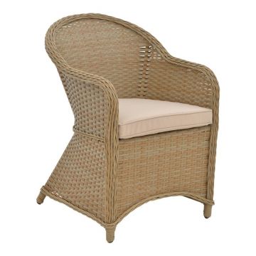 Fotoliu de exterior, Model Hadrian, culoare maro, rattan si textil, 70x57x85 cm