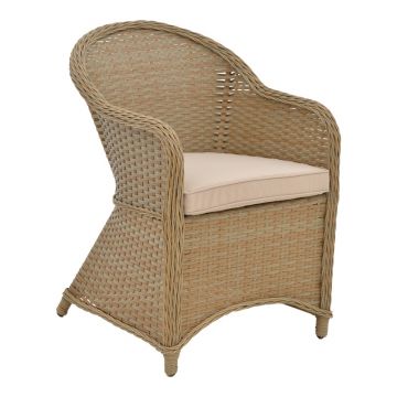 Fotoliu de exterior, Model Hadrian, culoare maro, rattan si textil, 70x57x85 cm
