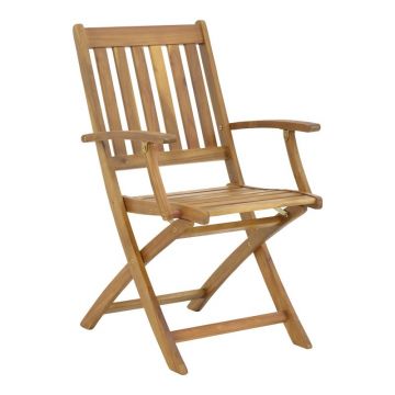 Fotoliu de exterior pliabil, Model Mobie, culoare natural, lemn masiv de salcam, 56x61x89 cm