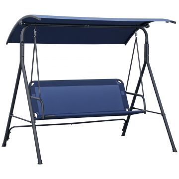 Outsunny Leagăn de Grădină cu 3 Locuri și Acoperiș Reglabil din Material și Oțel, 172x110x153 cm, Albastru Închis | Aosom Romania