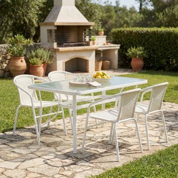 Set Masa si Scaune Gradina Valor-Obbi 5 Piese Alb