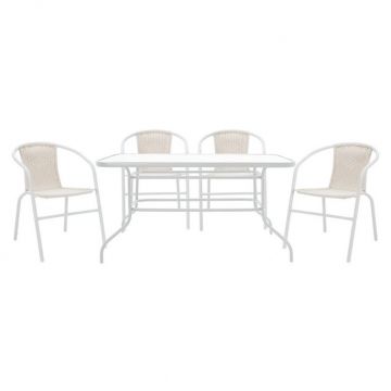 Set Masa si Scaune Gradina Valor-Obbi 5 Piese Alb