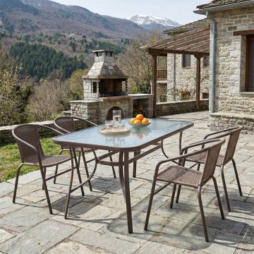 Set Masa si Scaune Gradina Valor-Obbi 5 Piese Negru - Maro