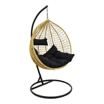 Balansoar de Gradina Model Zafer, Natural/Negru, 106x103x200 cm