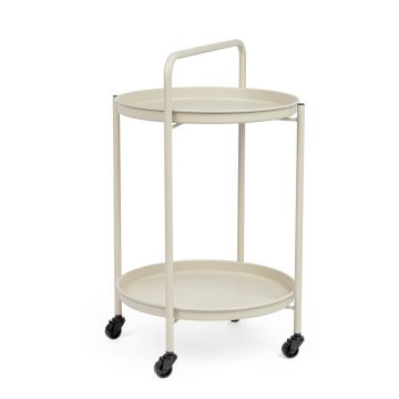 Carucior servire pentru gradina/terasa Austin, Bizzotto, D44.5x70 cm, otel, invelis e-coating, finisaj mat, crem