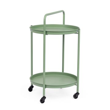 Carucior servire pentru gradina/terasa Austin, Bizzotto, D44.5x70 cm, otel, invelis e-coating, finisaj mat, verde sage