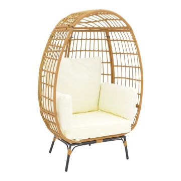 Fotoliu de Gradina Model Frox, Naural/Negru, 96x76x145 cm
