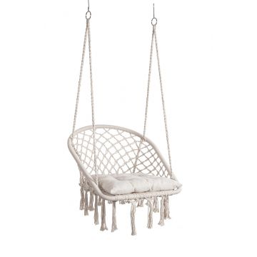 Hamac tip scaun Javier, Bizzotto, 88x69x130 cm, bumbac/poliester, alb