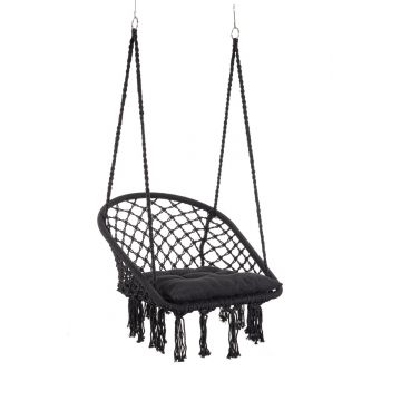 Hamac tip scaun Javier, Bizzotto, 88x69x130 cm, bumbac/poliester, negru