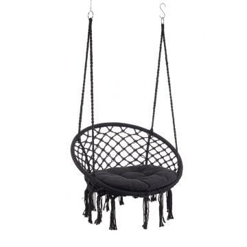 Hamac tip scaun Javier, Bizzotto, D80x130 cm, bumbac/poliester, negru