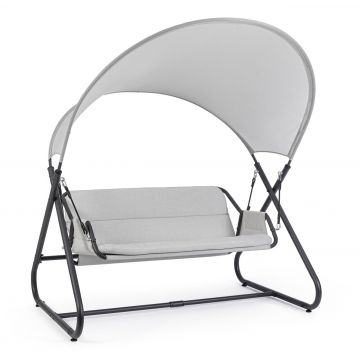 Leagan cu 2 locuri Arkell Swing, Bizzotto, otel/mesh/textilena, gri