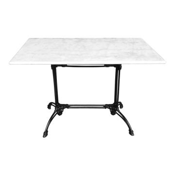 Masa de Gradina Model Zosal, Alb marmorat/Negru, 110x70x71.8 cm