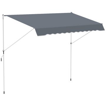 Outsunny Copertină Retractabilă cu Braț Pliabil, 400x120 cm, Gri Închis | Aosom Romania