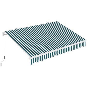 Outsunny Copertină Retractabilă cu Braț Pliabil și Protecție UV, 395x 245 cm, Verde și Alb | Aosom Romania