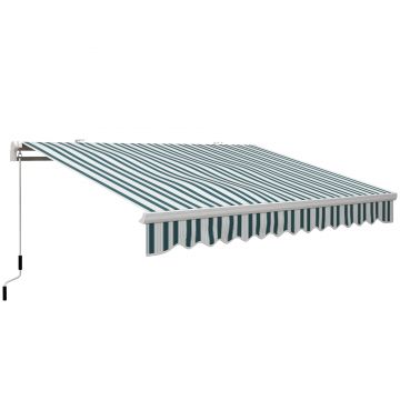 Outsunny Copertină Retractabilă cu Braț Pliabil și Protecție UV, 395x 245 cm, Verde și Alb | Aosom Romania