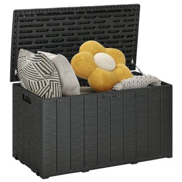Outsunny Cufăr de Exterior cu 2 Mânere și 2 Roți, 122.4x62x64.5 cm, Negru | Aosom Romania