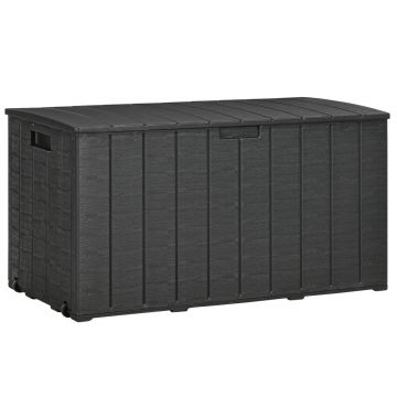 Outsunny Cufăr de Exterior cu 2 Mânere și 2 Roți, 122.4x62x64.5 cm, Negru | Aosom Romania