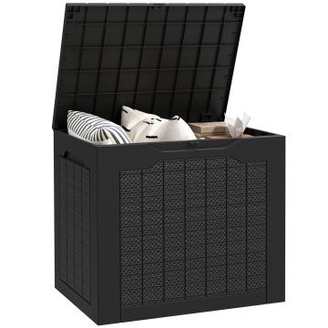Outsunny Cufăr de Exterior de 93L cu Mânere Integrate și Cârlig pentru Lacăt, 56x41x50 cm, Negru | Aosom Romania