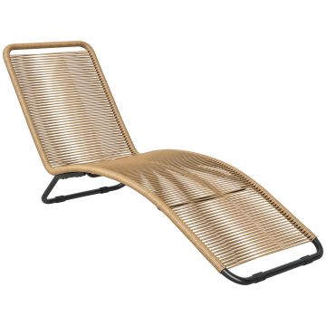 Outsunny Șezlong în Formă de S cu Șezut Împletit din Frânghie de Ratan și Spătar Înalt, 176x58x82 cm, Bej | Aosom Romania