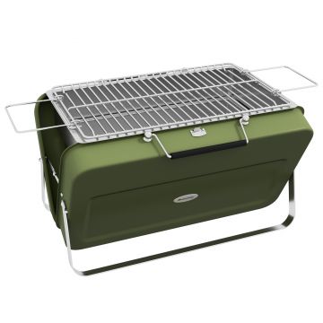 Outsunny Grătar cu Cărbune Portabil cu Mâner, 47x30x28 cm, Verde | Aosom Romania