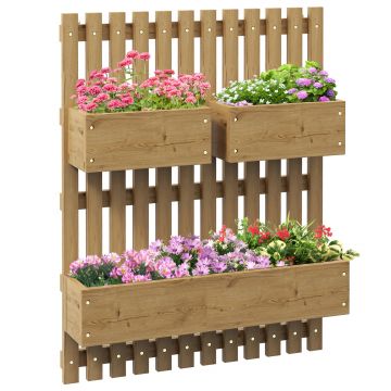 Outsunny Jardinieră Verticală cu 3 Vase Detașabile și Orificii de Drenaj, 60x16x80 cm, Maro | Aosom Romania