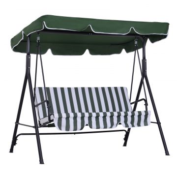 Outsunny Leagăn de Grădină cu 3 Locuri și Parasolar Basculant, 172×110×153 cm, Verde | Aosom Romania