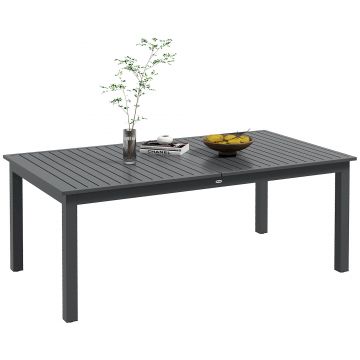Outsunny Masă de Grădină pentru 8-10 Persoane, Masă Dreptunghiulară Extensibilă din Oțel și Aluminiu, 180/240x99x74 cm, Gri Închis