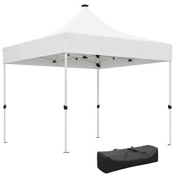 Outsunny Pavilion Pliabil cu Lumină LED, Geantă de Transport și Înălțime Reglabilă, 300x300x340 cm, Alb | Aosom Romania