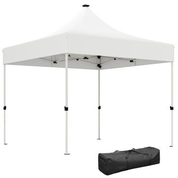 Outsunny Pavilion Pliabil cu Lumină LED, Geantă de Transport și Înălțime Reglabilă, 300x300x340 cm, Alb | Aosom Romania