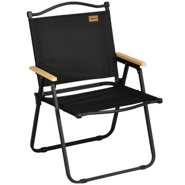 Outsunny Scaun de Camping și Plajă Pliabil cu Cotiere, 54x59x78 cm, Negru | Aosom Romania