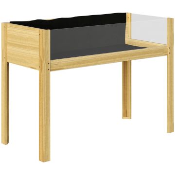 Outsunny Strat Înălțat de Grădină din Lemn cu Panouri din Acril și Orificii de Drenaj, 110x50x80 cm, Lemn Natural | Aosom Romania