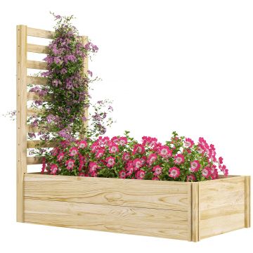 Outsunny Strat pentru Grădină Înălțat cu Fund Deschis, 115x60x110 cm, Lemn Natural | Aosom Romania