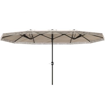 Outsunny Umbrelă de Grădină cu Două Fețe și Mâner cu Manivelă Ușor de Utilizat, 450x265x260 cm, Alb Crem | Aosom Romania