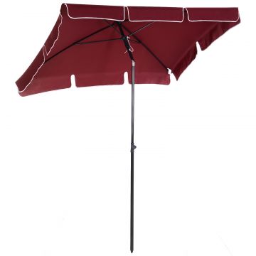 Outsunny Umbrelă de Grădină cu Margini Ondulate și 4 Brațe din Aluminiu, 198x130x245 cm, Roșu | Aosom Romania