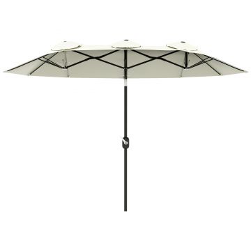 Outsunny Umbrelă de Grădină Dublă Înclinabilă la 45° cu Manivelă si 3 Orificii de Ventilație, 295x152x222 cm, Bej | Aosom Romania