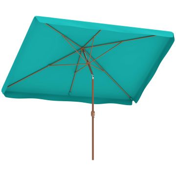 Outsunny Umbrelă de Grădină Înclinabilă cu Deschidere cu Manivelă și Orificiu de Aerisire, 300x200x235 cm, Turcoaz | Aosom Romania Outsunny Umbrelă de Grădină Înclinabilă cu Deschidere cu Manivelă și Orificiu de Aerisire, 300x200x235 cm, Turcoaz | Aosom Romania