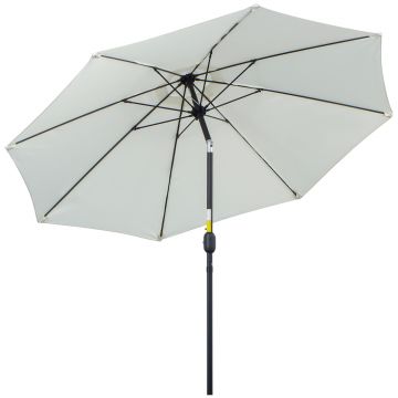 Outsunny Umbrelă de Grădină Înclinabilă pe 3 Unghiuri cu Manivelă, Ø265x240 cm, Alb Crem | Aosom Romania