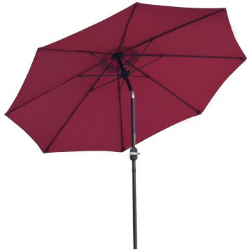 Outsunny Umbrelă de Grădină Înclinabilă pe 3 Unghiuri cu Manivelă, Ø265x240 cm, Roșu | Aosom Romania