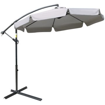 Outsunny Umbrelă de Soare pentru Grădină cu Braț și Deschidere cu Manivelă, Φ265x265 cm, Bej | Aosom Romania