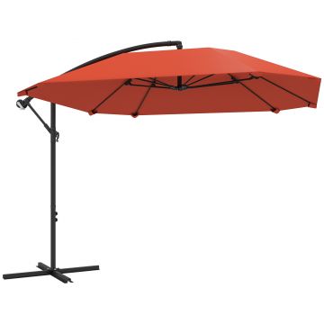 Outsunny Umbrelă de Soare Suspendată cu Bază în Cruce, Articulație Tip Banană și Manivelă, 304x260x245 cm, Maro | Aosom Romania