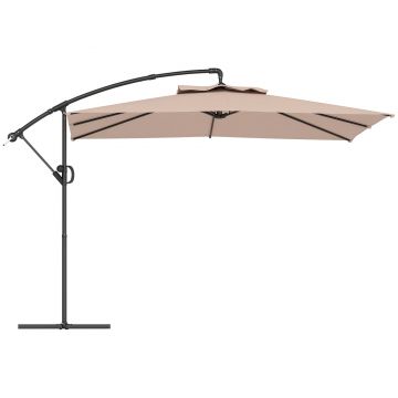 Outsunny Umbrelă de Soare Suspendată cu Rotire la 360°, Mâner cu Manivelă și Înclinare, 300x325x230 cm, Kaki | Aosom Romania