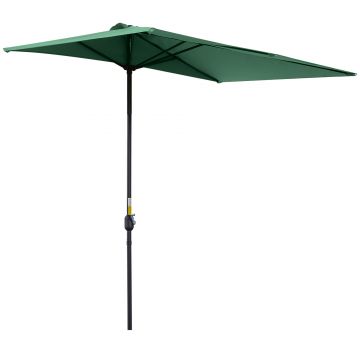 Outsunny Umbrelă Semicirculară de Perete cu Deschidere cu Manivelă şi Orificii de Ventilaţie, 230x130x245 cm, Verde | Aosom Romania