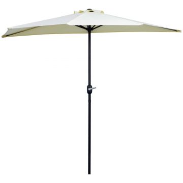 Outsunny Umbrelă Semicirculară de Perete cu Manivelă și 5 Spițe, 2.6x1.35x2.3 m, Bej | Aosom Romania