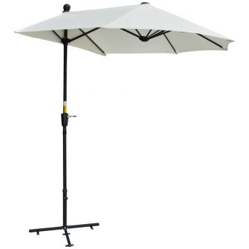 Outsunny Umbrelă Semicirculară Dublă de Perete cu Deschidere cu Manivelă și Suport în Cruce, 200x190x240 cm, Crem | Aosom Romania