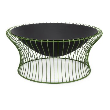Semineu aer liber Brazier Maylis, Bizzotto, D78x34.5 cm, otel, verde