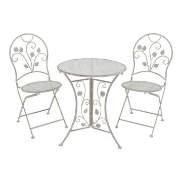 Set Masa si Scaune de Exterior, 3 Piese, Model Abriel, Gri antichizat,